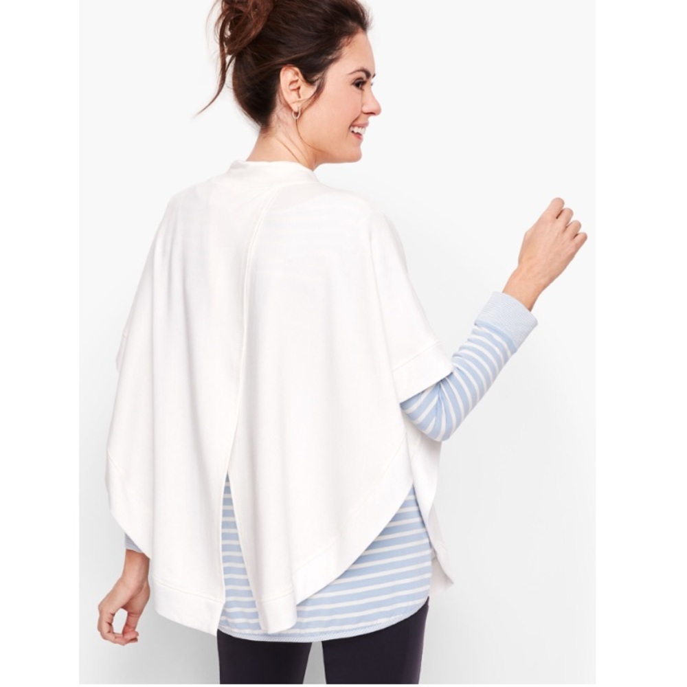 TALBOTS FLEECE DRAWCORD PONCHO